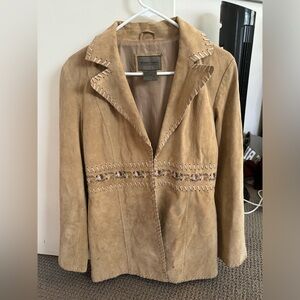 Vintage 100% Leather Brandon Thomas Suede Stitched Coat